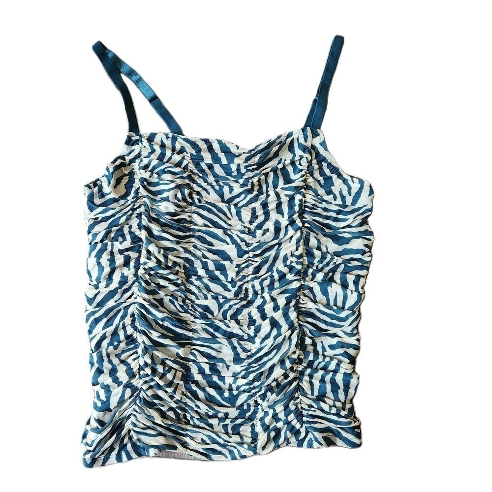 Torrid Blue Zebra Print Spaghetti Strap Top Size 2X NWT